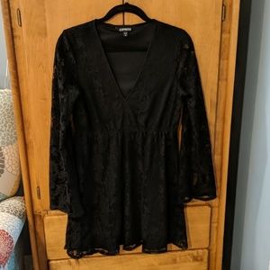 Express Long Sleeve Black Lace Dress